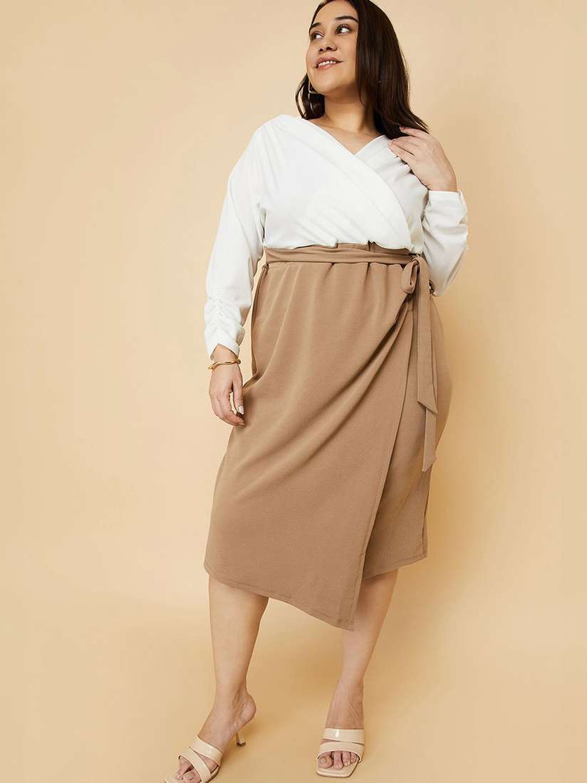 Buy max Women Colourblocked Plus Size Wrap Dress Dresses for