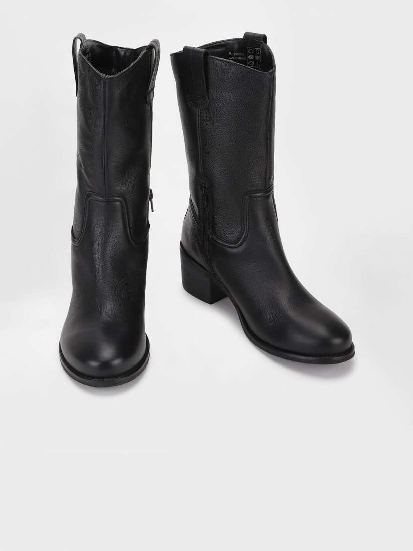 Buy Marks Spencer Women Mid Top Leather Textured Winter Boots Boots for Women 31660870 Myntra