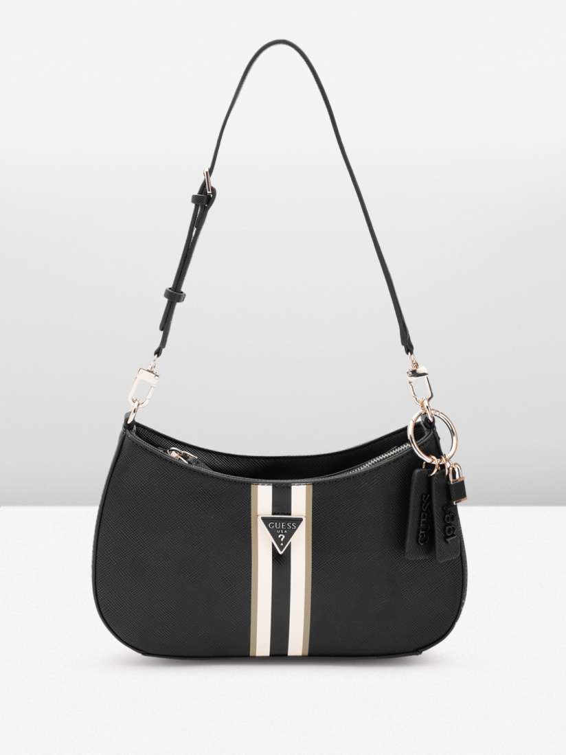 Buy GUESS Striped Structured Shoulder Bag Handbags for Women 31284515 Myntra