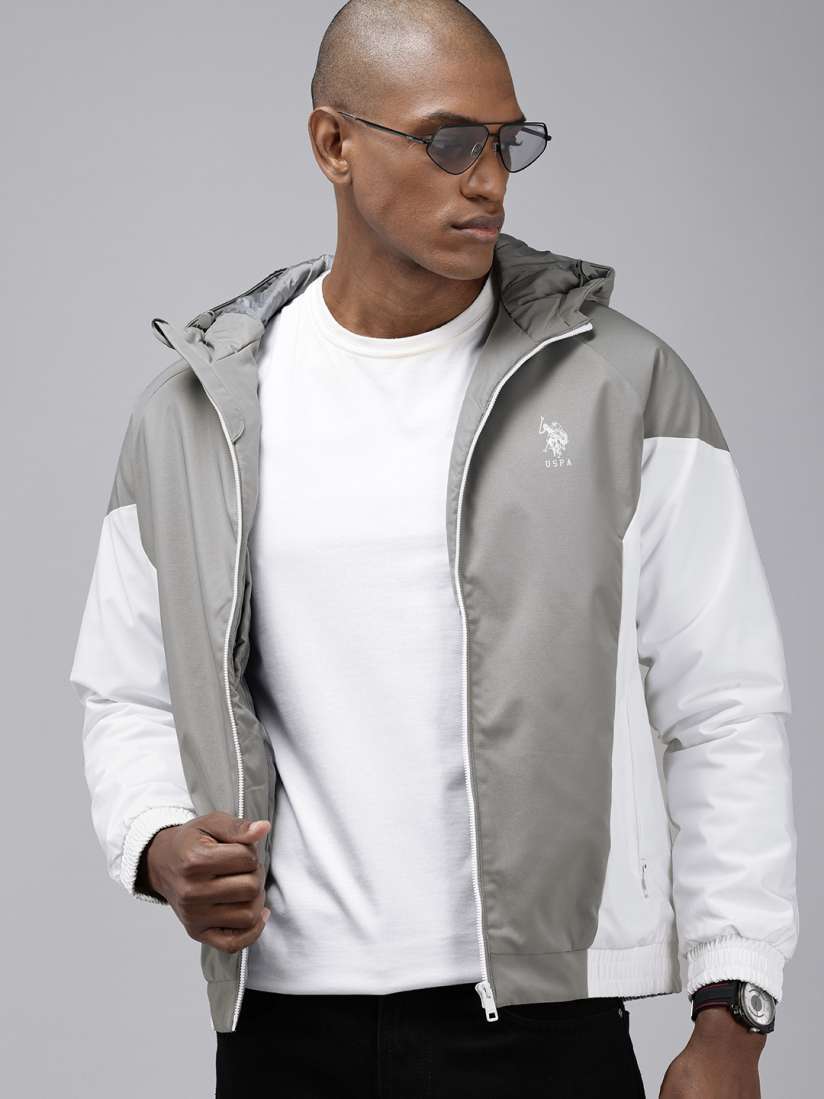 Buy U.S. Polo Assn. Hooded Colourblocked Bomber Jacket Jackets for Men 24030058 Myntra
