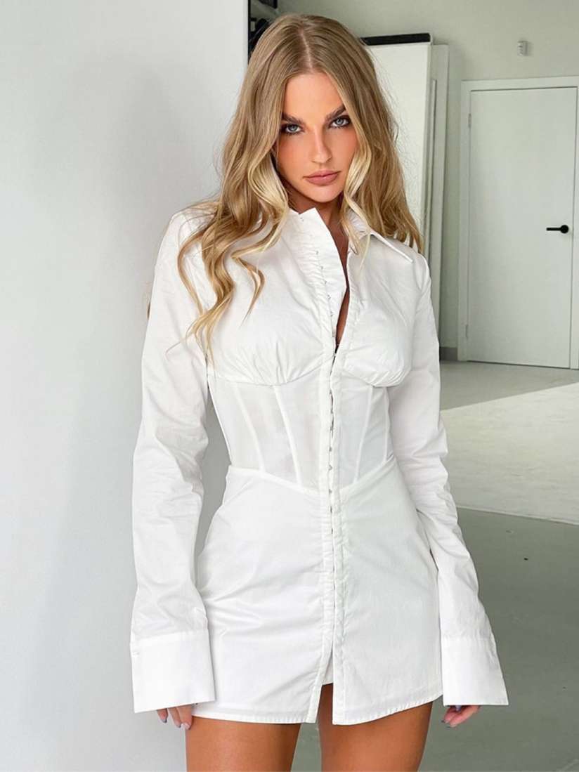 White shirt corset dress on sale