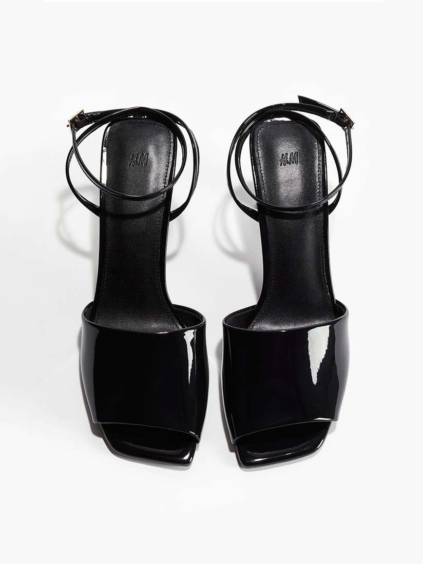 H&m Leather Strappy Heeled Sandals H&M Square-Toe Heeled Sandals