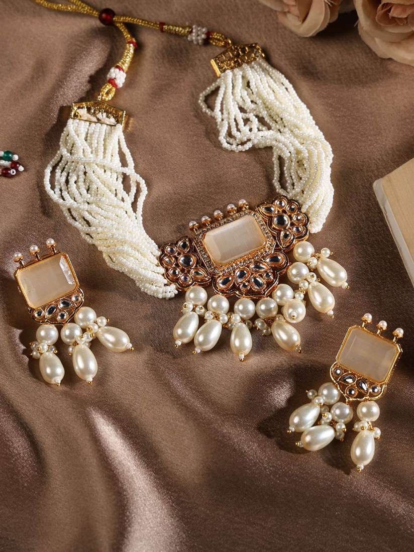 Buy PATOLA BY VJ Gold Plated Kundan Stone Studded Pearls Beaded Layered Jewellery Set Jewellery Set for Women 31551200 Myntra