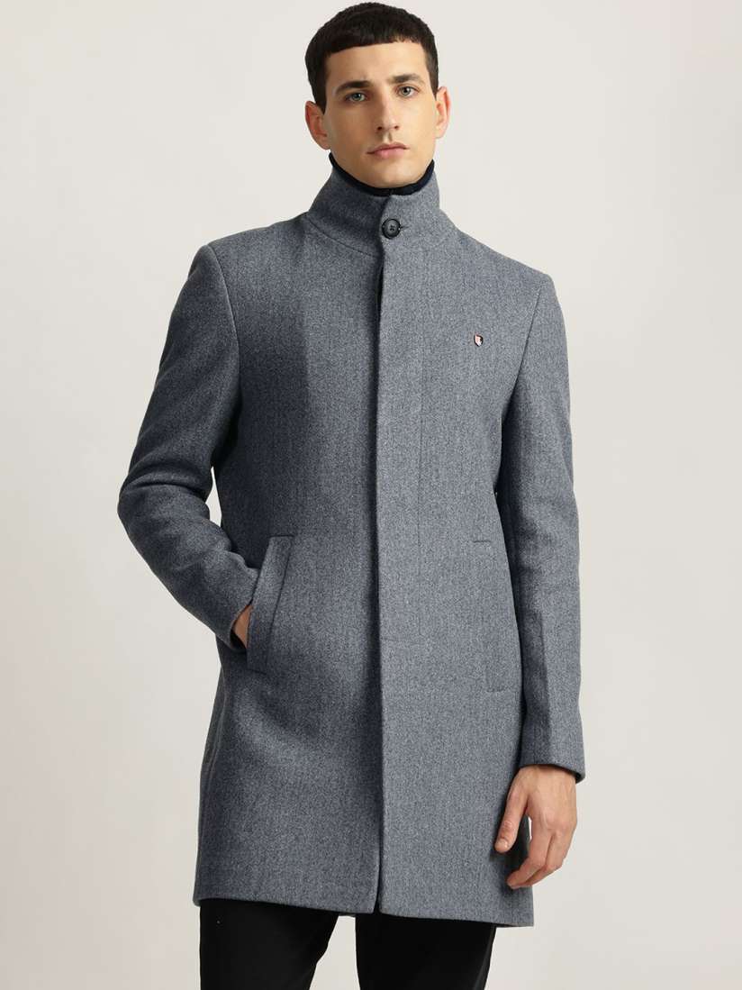 Buy Iconic Men Knee Length Stand Collar Long Sleeves Pea Coat Coats for Men 31580370 Myntra