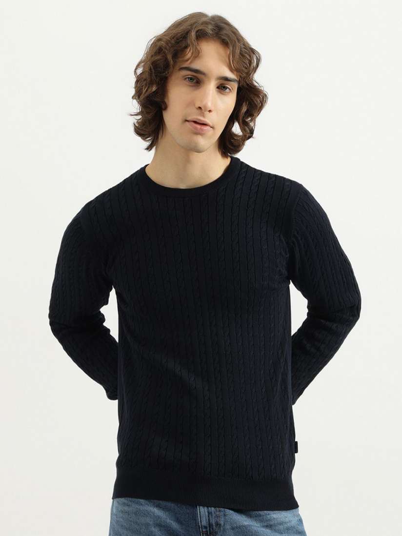Buy United Colors of Benetton Men Cable Knit Round Neck Cotton Pullover Sweater Sweaters for Men 31178215 Myntra