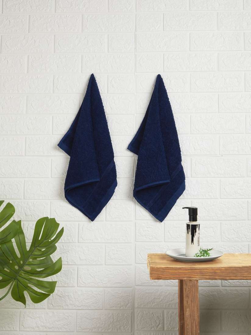 Buy Welspun Blue 2 Pieces 380 GSM Pure Cotton Hand Towels Hand Towels for Unisex 31186414 Myntra