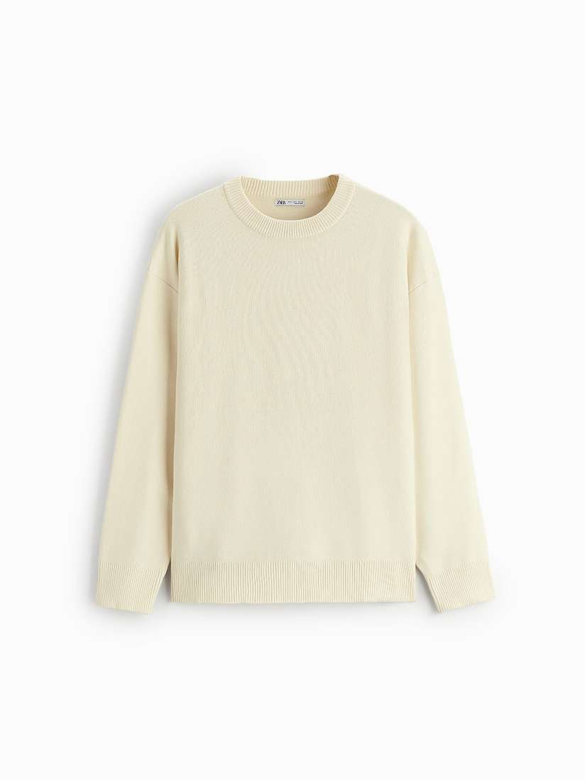 Mens Sweaters Zara BASIC SOFT SWEATER Oyster-white ZARA United States