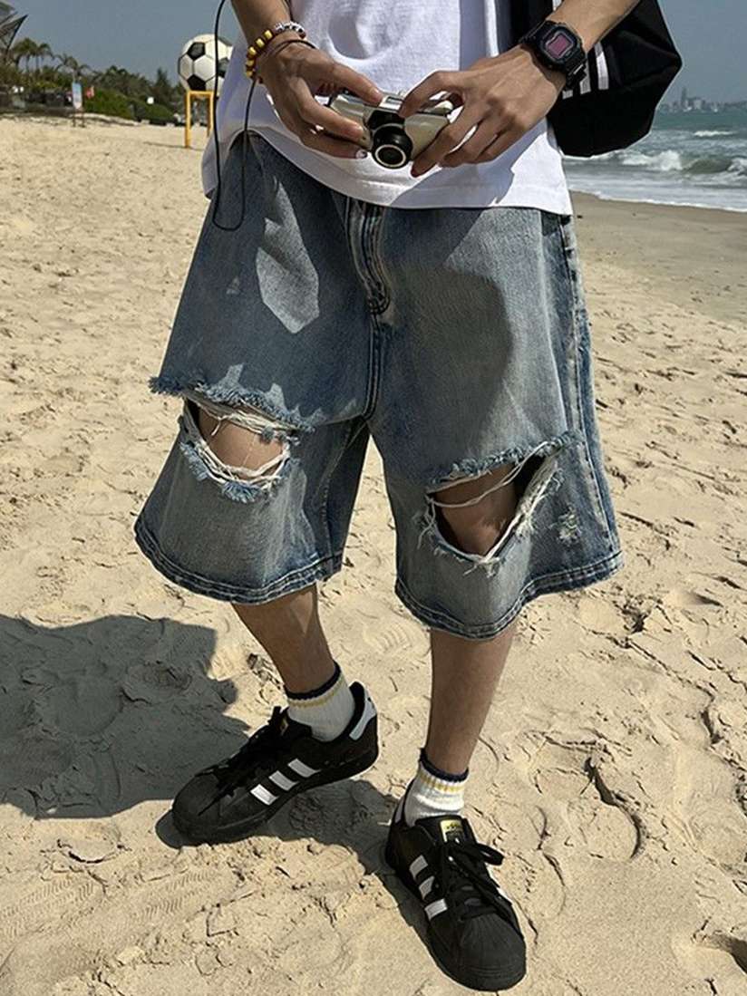 Denim Shorts Knee Length Cargo Shorts Mens Below Knee Length