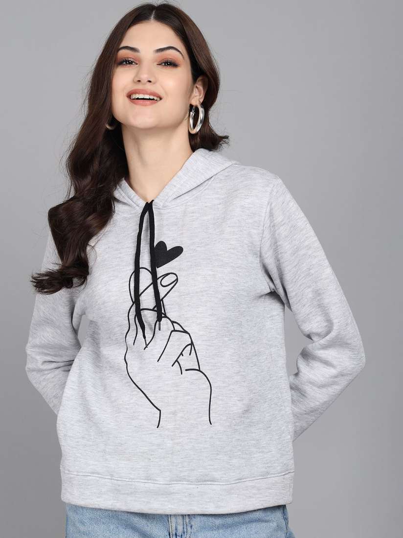 Buy Raabta Fashion Women Hand Printed Long Sleeves Hooded Sweatshirt Sweatshirts for Women 31275647 Myntra