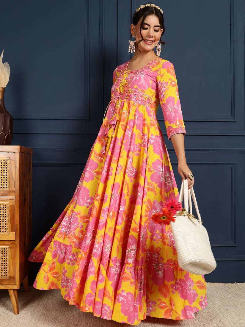 Myntra long cotton gowns discount