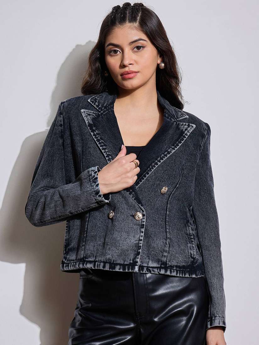 Buy SASSAFRAS Comfort Fit Double Breasted Blazer Blazers for Women 31289840 Myntra