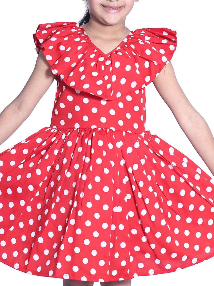 Buy Wish little Girls Polka Dot Printed Fit Flare Dress Dresses for Girls 31296137 Myntra