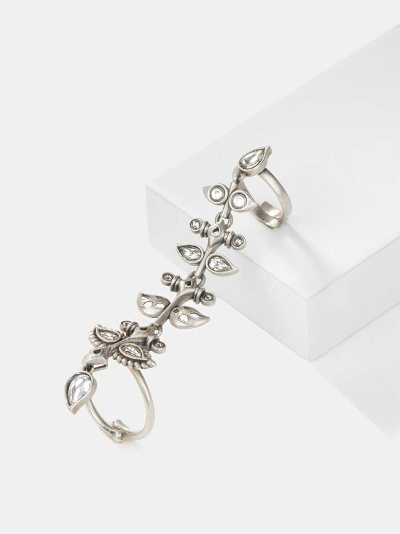 Buy SHAYA 925 Sterling Silver Stone Studded Adjustable Sajna Sawarna Oxidised Finger Ring Ring for Women 31298526 Myntra
