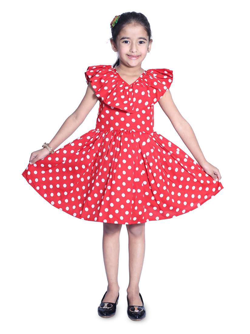 Buy Wish little Girls Polka Dot Printed Fit Flare Dress Dresses for Girls 31296137 Myntra