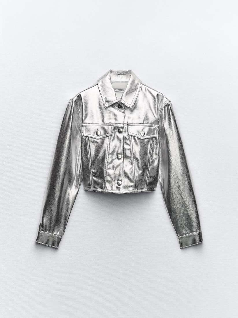 Silver jacket zara top