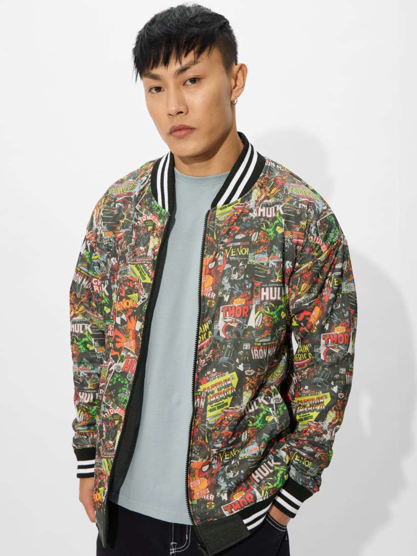 Buy The Souled Store Men Stand Collar Graphic Printed Cotton Casual Bomber Jacket Jackets for Men 31314982 Myntra