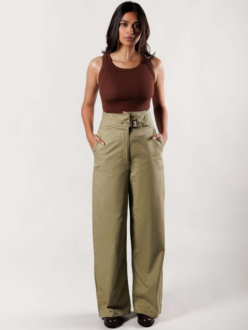 Buy Ostilos Women Relaxed Straight Leg Mom Fit High Rise Trousers Trousers for Women 31353369 Myntra