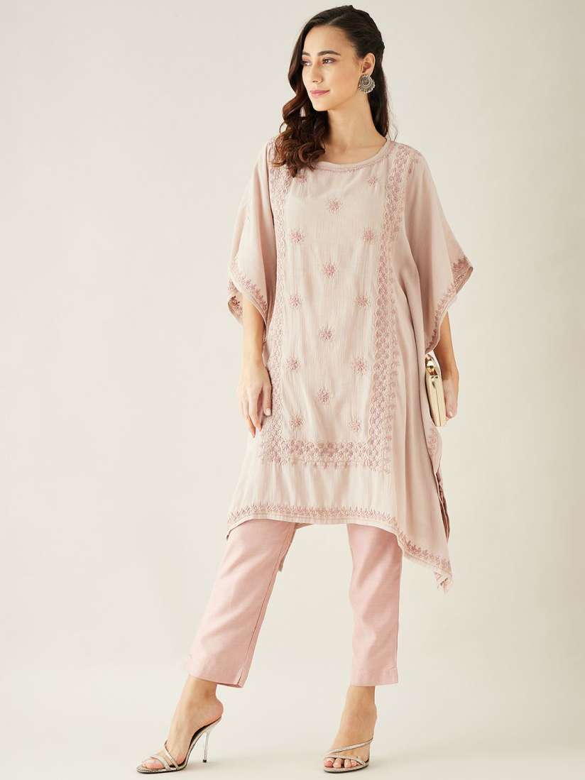 Buy The Kaftan Company Women Floral Embroidered Extended Sleeves Pure Silk Kaftan Top Tops for Women 31375943 Myntra