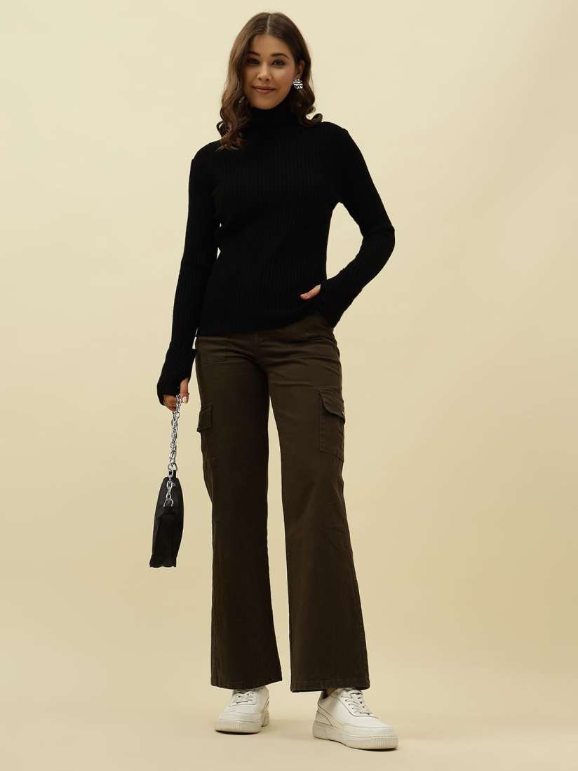 Buy Beatnik Women Turtleneck Long Thumb Hole Sleeves Pullover Sweater Sweaters for Women 31380300 Myntra