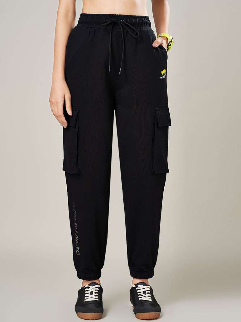Buy Ajile by Pantaloons Women Mid Rise Cotton Joggers Track Pants for Women 31377721 Myntra