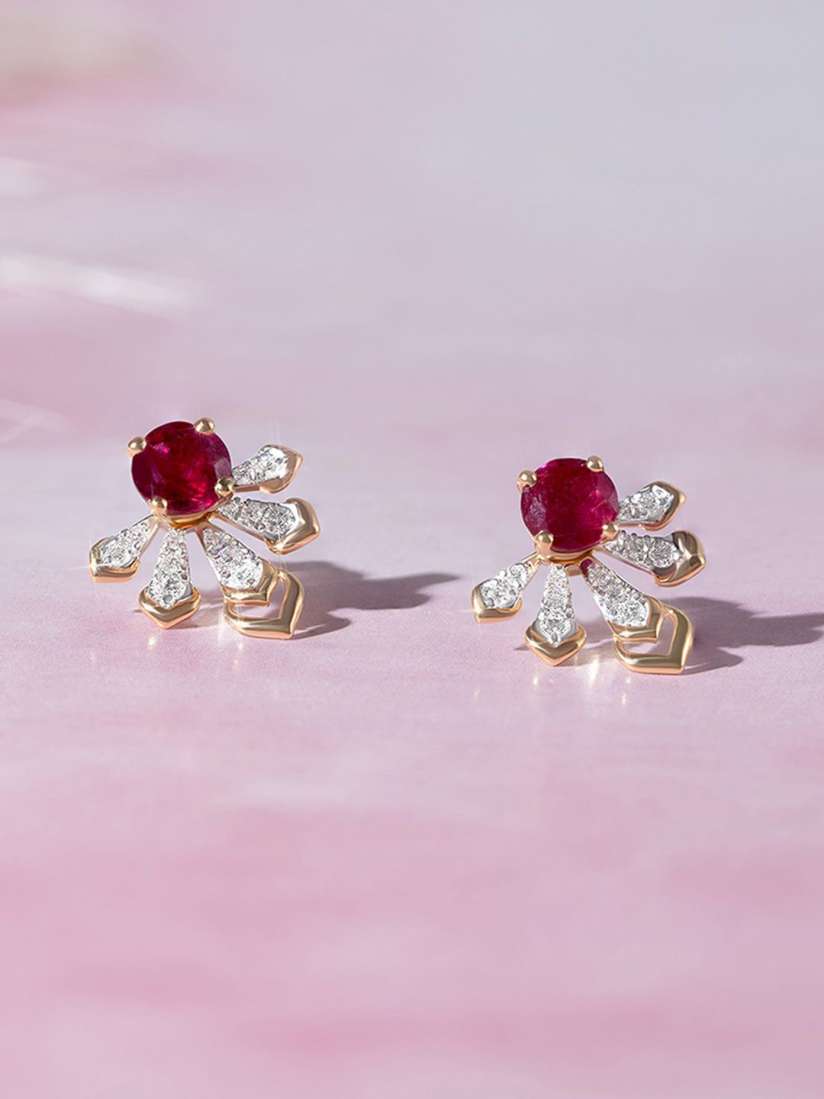 Buy Mia by Tanishq 18KT Gold Ruby Diamond Studded Stud Earrings 2.69 g Earrings Diamond for Women 31384153 Myntra