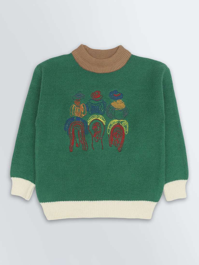 Buy KNITCO Unisex Kids Embroidered Pullover Sweaters for Unisex