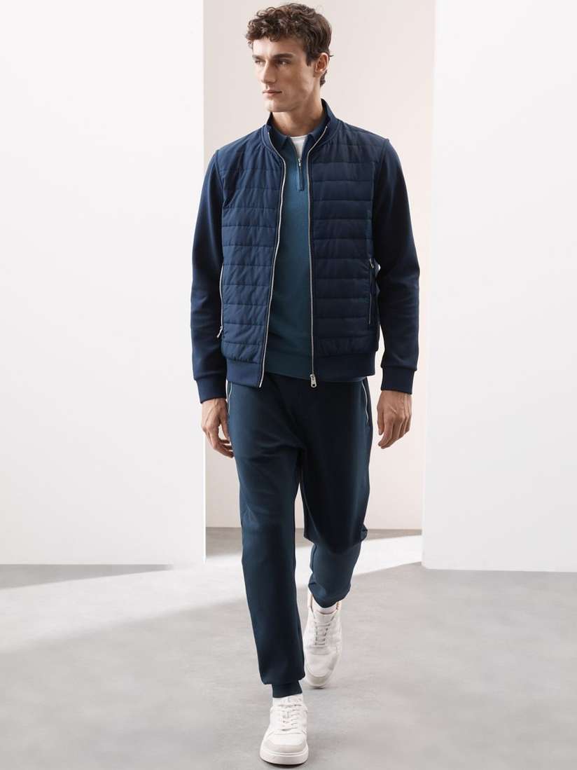 Buy Marks Spencer Men Mock Collar Solid Cotton Casual Bomber