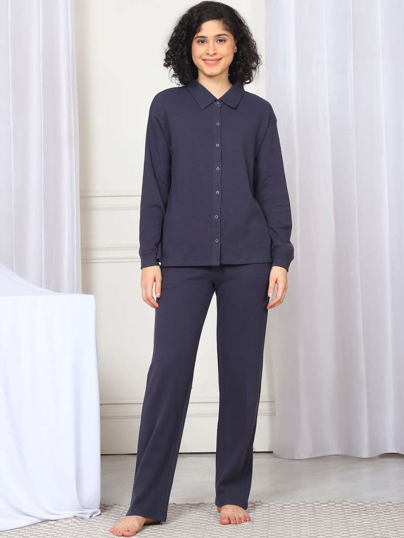 Buy Kanvin Women Shirt Collar Winter Night suit Night suits for Women 31409437 Myntra