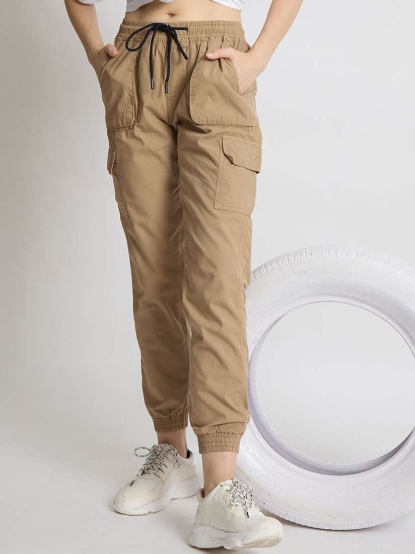 Womens khaki cargo joggers on sale