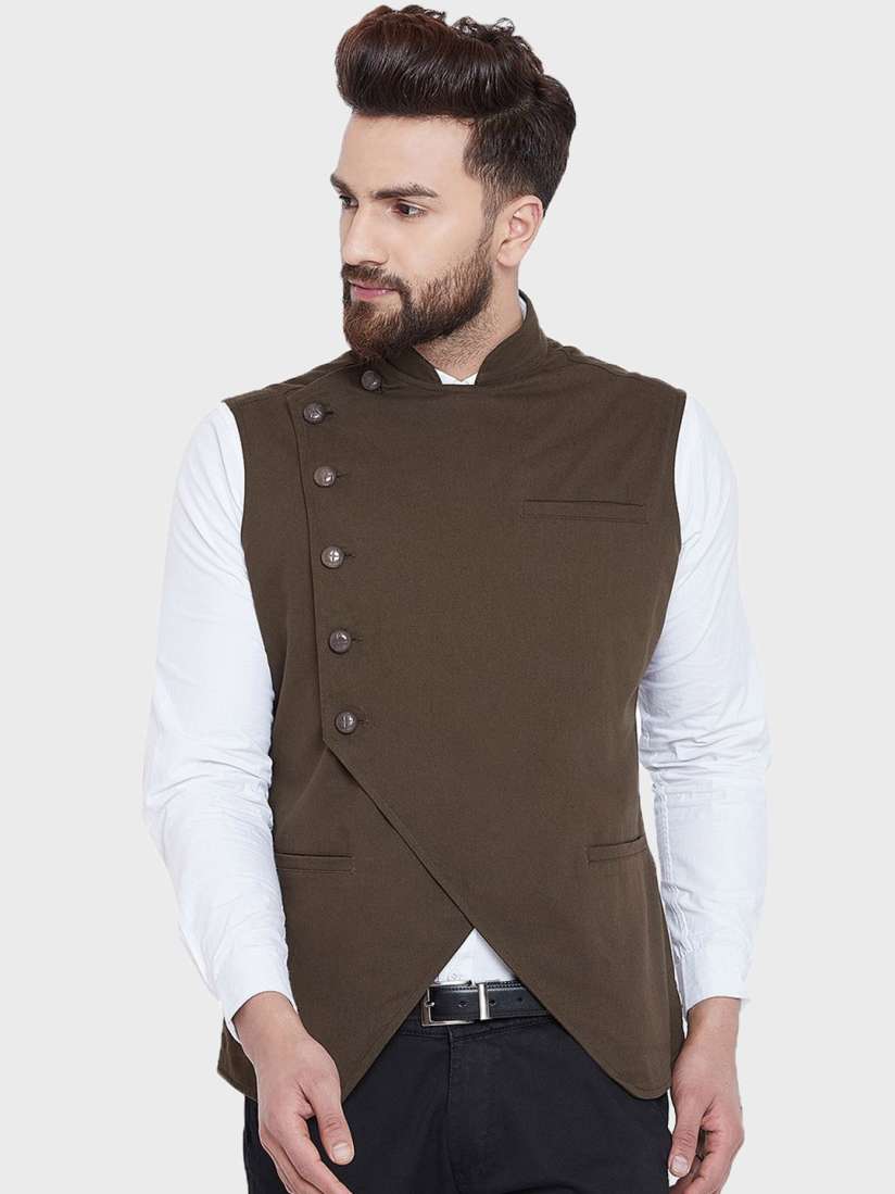 Buy Hypernation Mandarin Collar Pure Cotton Nehru Jacket Nehru Jackets for Men 31451230 Myntra
