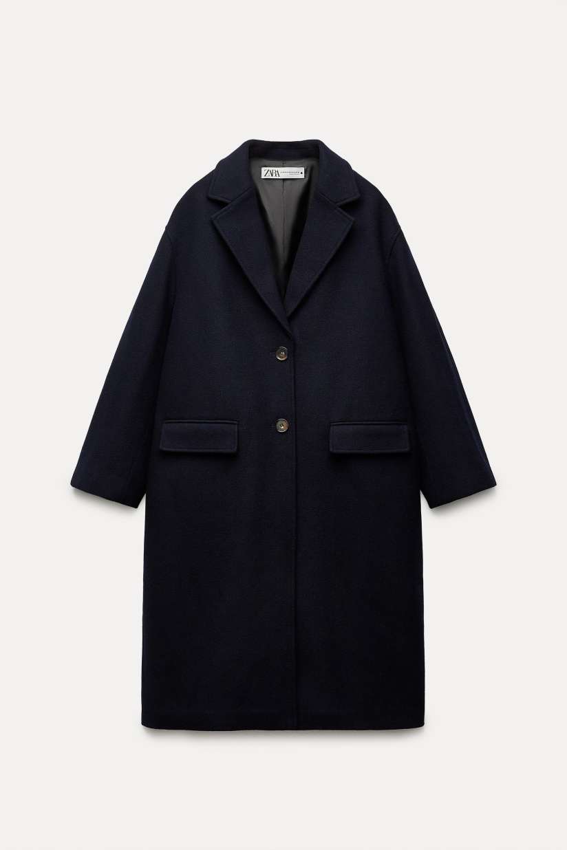 Zara navy coat womens top