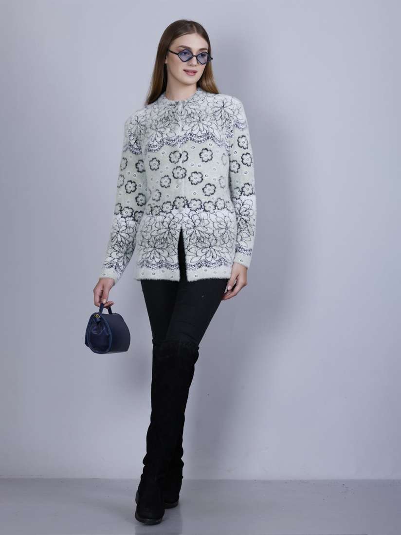 Buy SOSHAGUN OSWAL Women Embroidered Self design Cardigan Sweaters for Women 31230514 Myntra