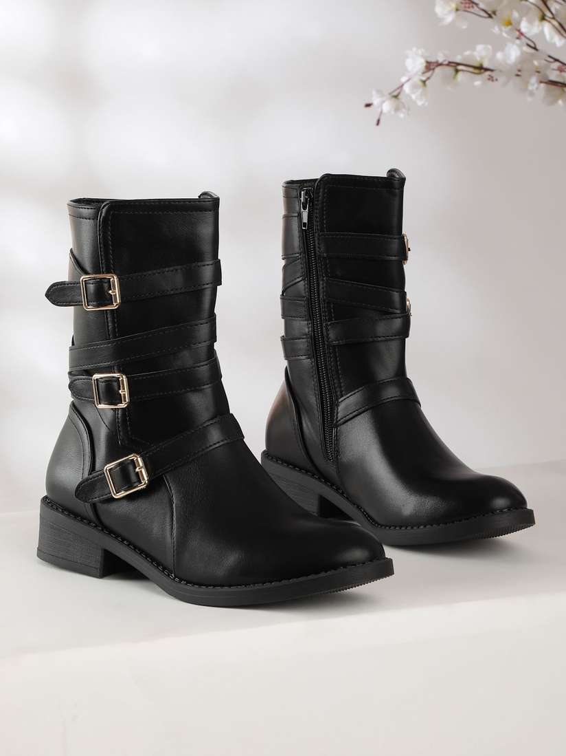 Buy Flat n Heels Women Round-Toe High-Top Boots Boots for Women