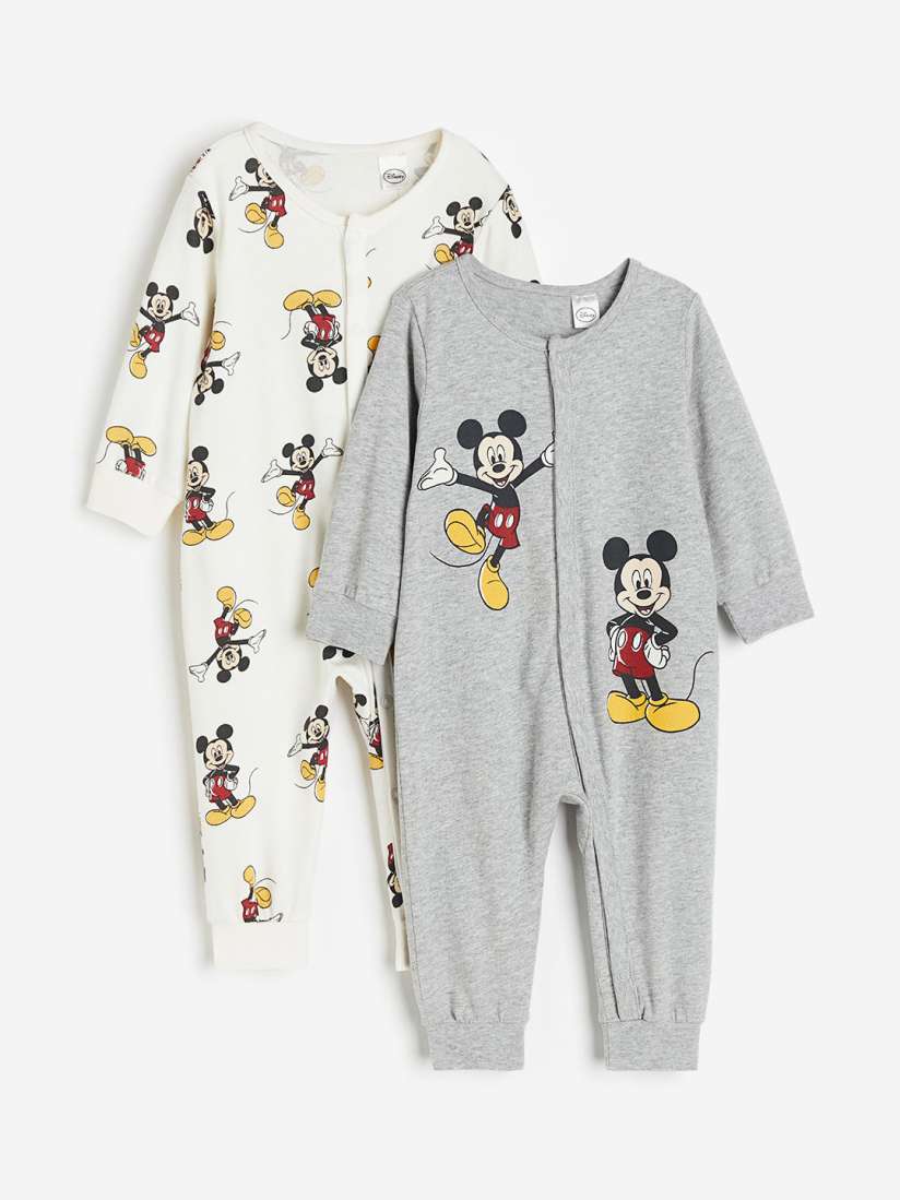 Buy H M Pack Of 2 Printed White and Grey Cotton Kids Boys Romper Rompers for Boys 31238069 Myntra