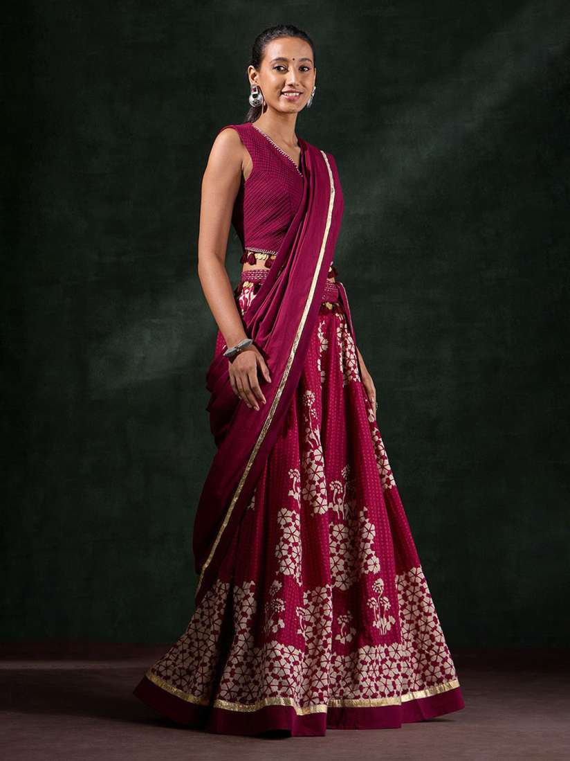 Buy Taneira Embroidered Ready to Wear Pure Cotton Lehenga Blouse With Dupatta Lehenga Choli for Women 31247222 Myntra