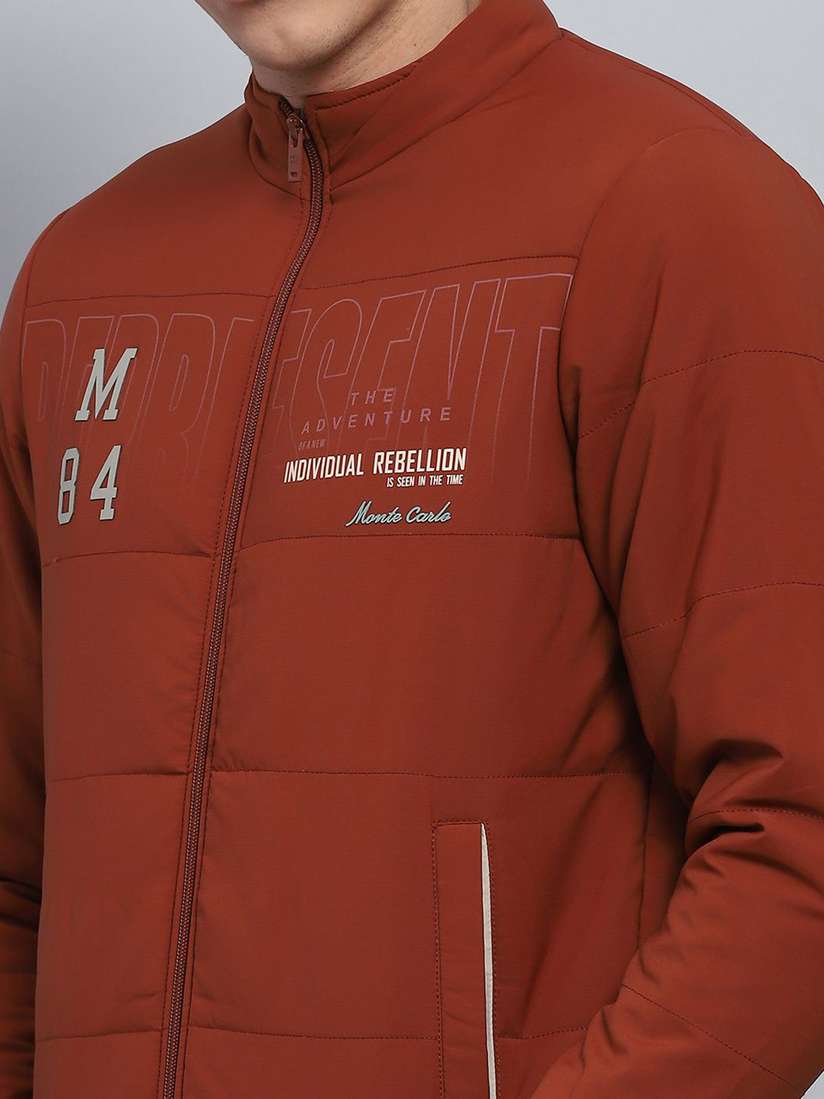 Buy Monte Carlo Men Mock Collar Typography Printed Casual Bomber