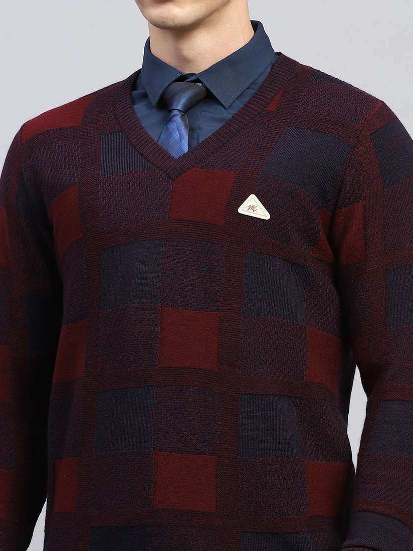 Buy Monte Carlo Men Checked Woollen Pullover Sweaters for Men - Main Image