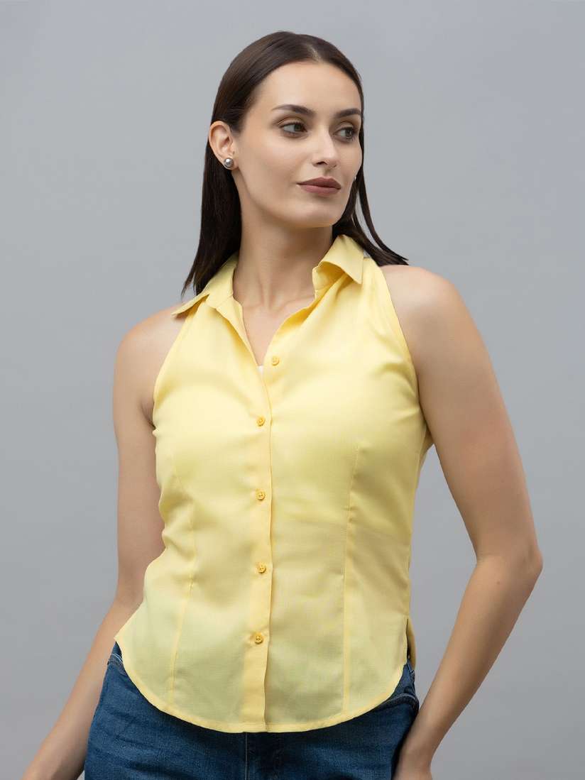 Linen Shirt Yellow Formal Shirt Women's Linen Tops For Women