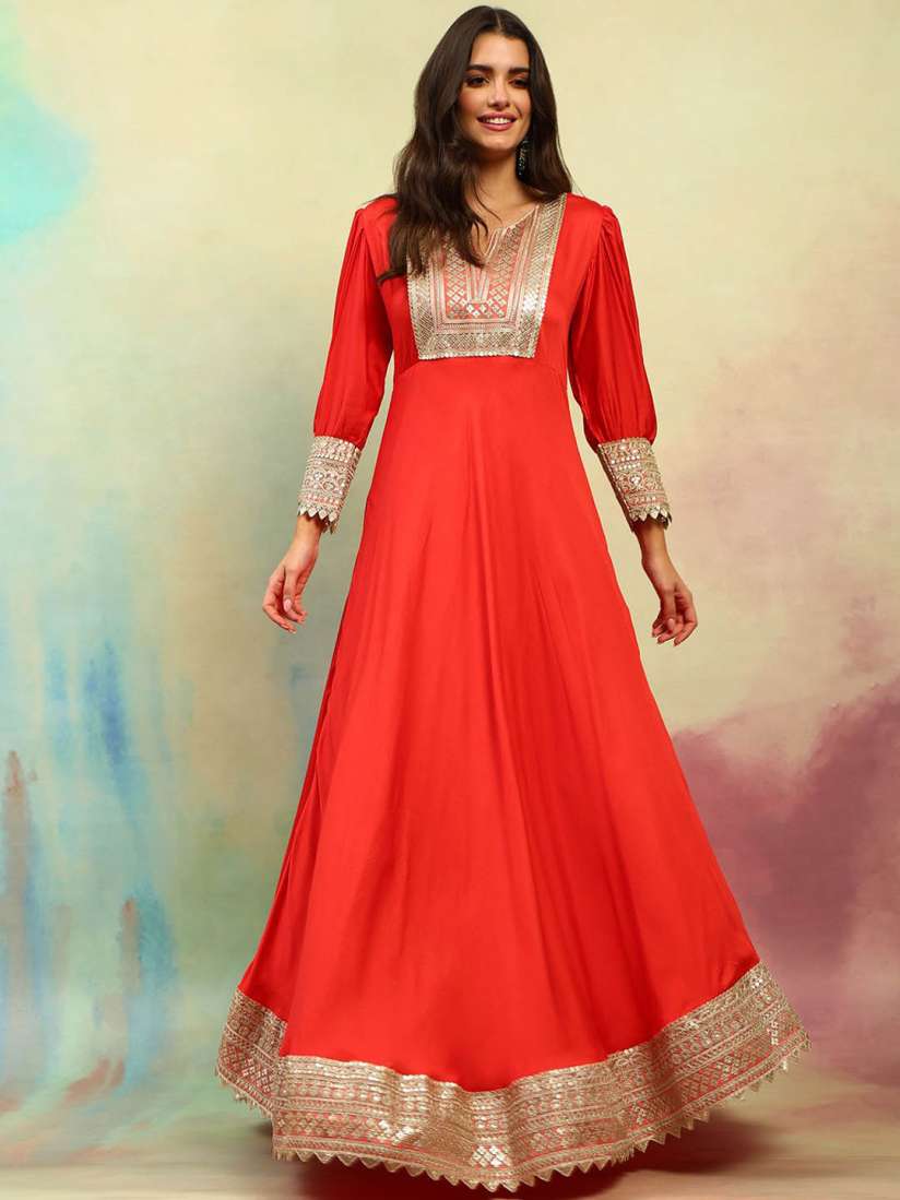 Buy Khushal K Embroidered A Line Maxi Ethnic Dresses Ethnic Dresses for Women 30880275 Myntra