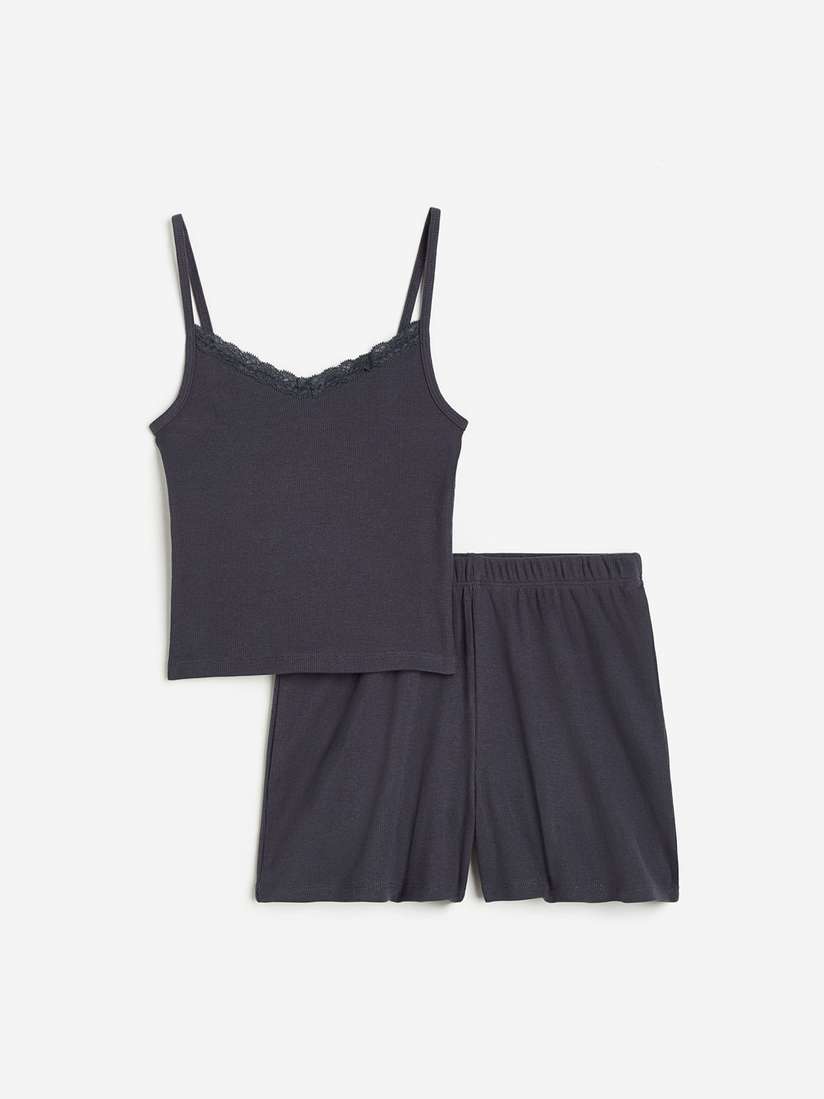 Buy H&M Girls Ribbed Top Shorts Night Suits Night suits for
