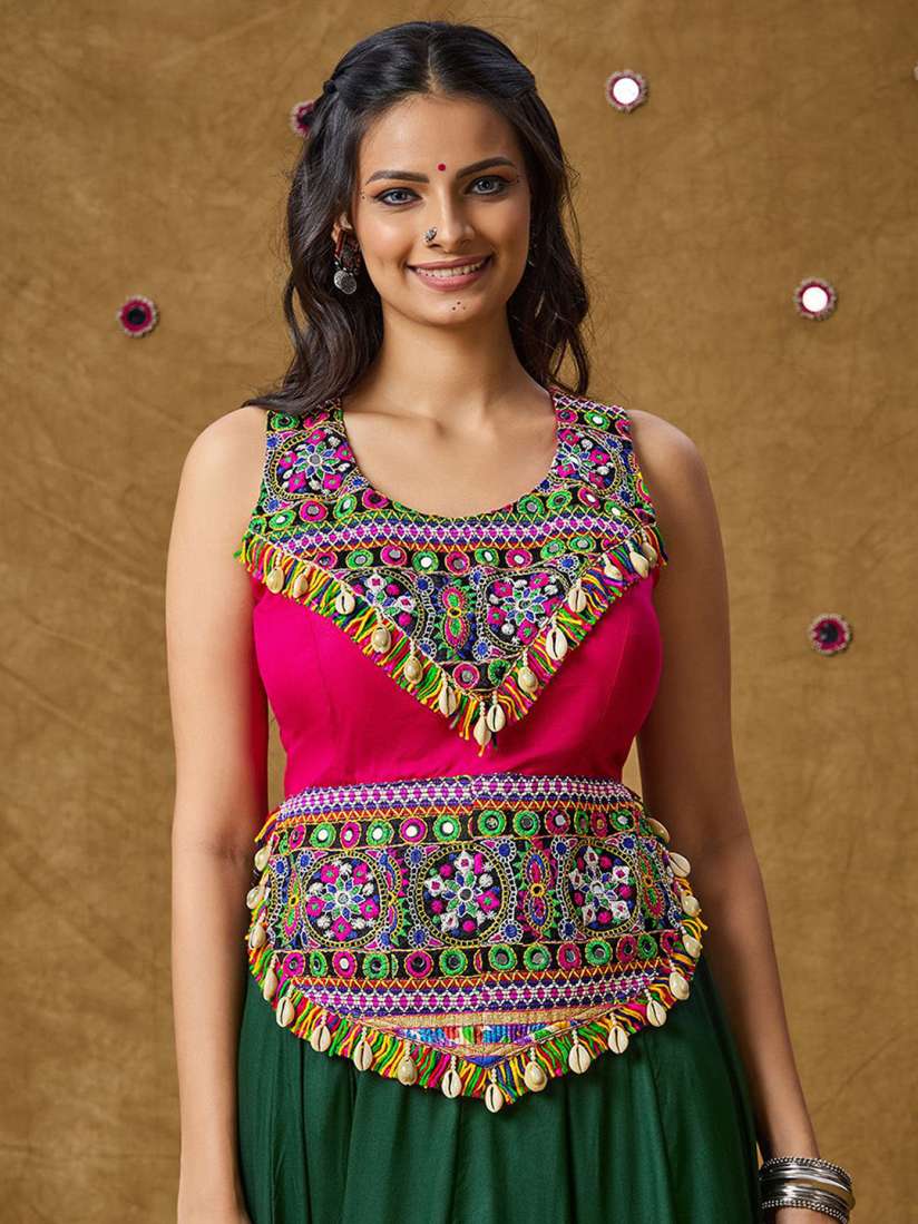 Buy SALWAR STUDIO Pink Cotton Garba Multi Colour Patch work Padded Readymade Crop Top Tops for Women 30887246 Myntra