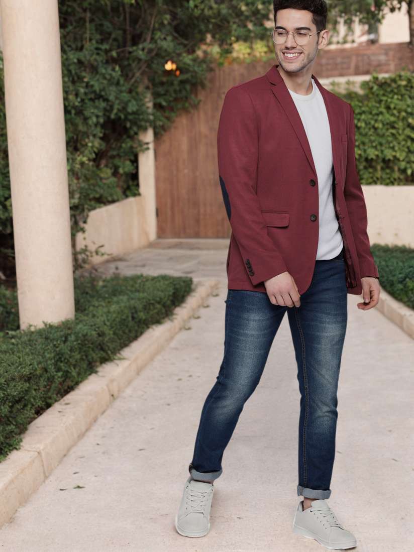 Maroon casual blazer cheap