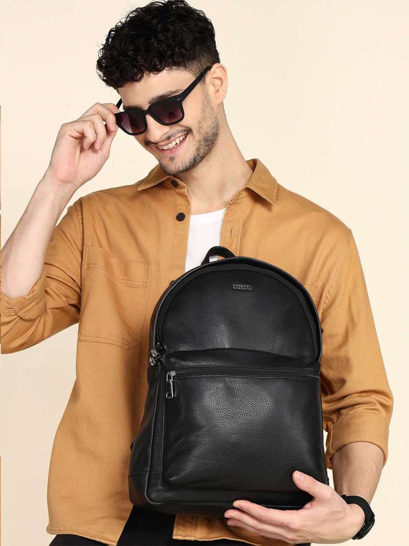 Buy Sassora Men Leather Backpack with Compression Straps Backpacks for Men 30908045 Myntra