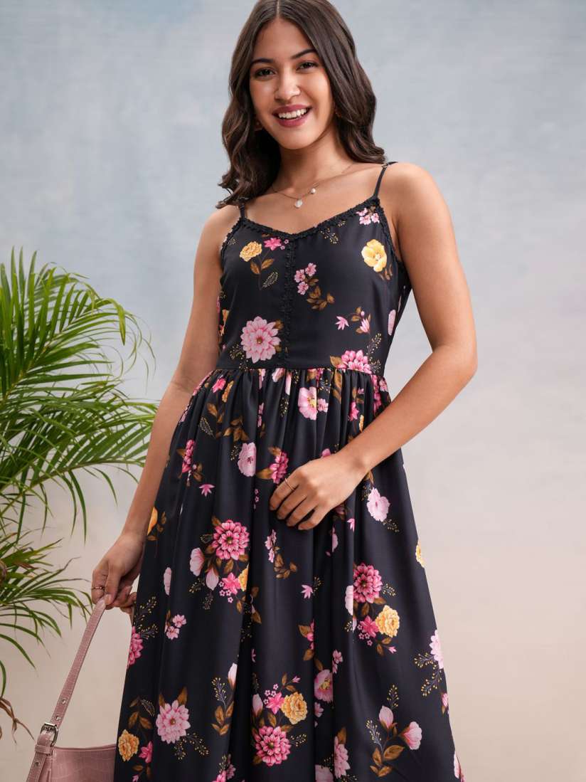 Vishudh black printed maxi dress outlet