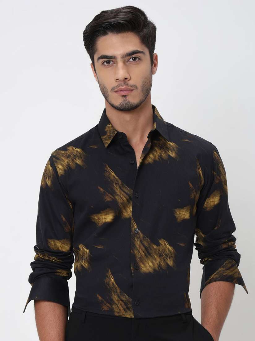 Buy Mufti Men Spread Collar Abstract Printed Cotton Slim Fit Casual Shirt Shirts for Men 30931132 Myntra