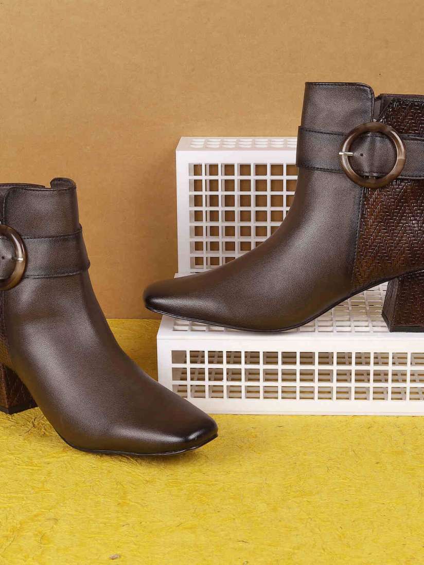 Brown ankle length boots best sale