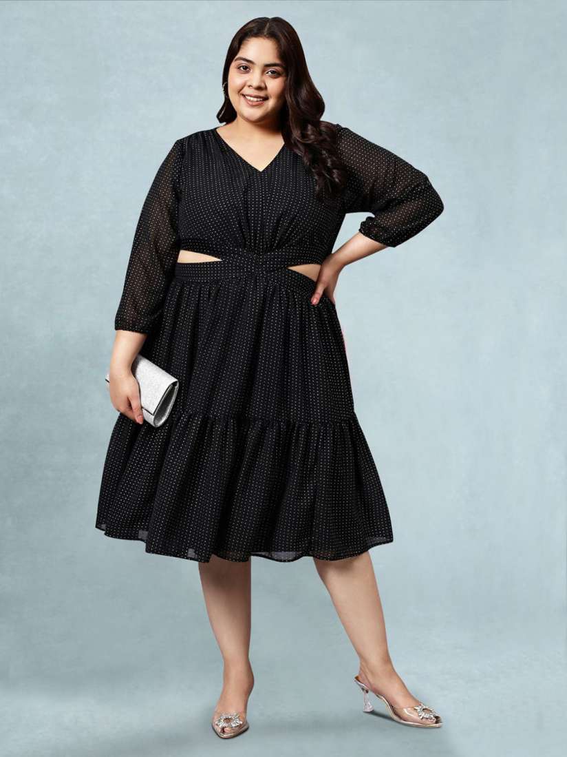 Plus size fit and flare dress with sleeves cheap