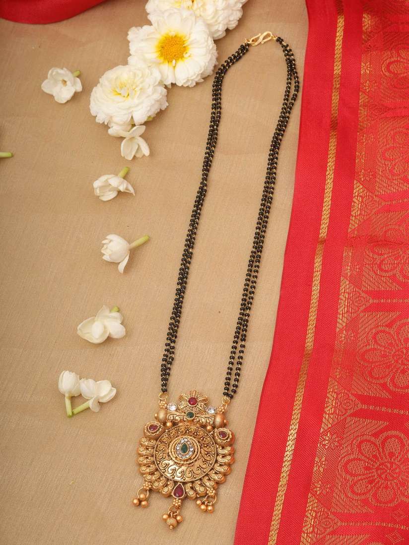 Buy Mirraw Gold Plated Beaded Stone Studded Mangalsutra Mangalsutra for Women 30919621 Myntra