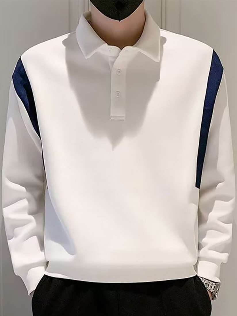 White sweatshirt with collar sale