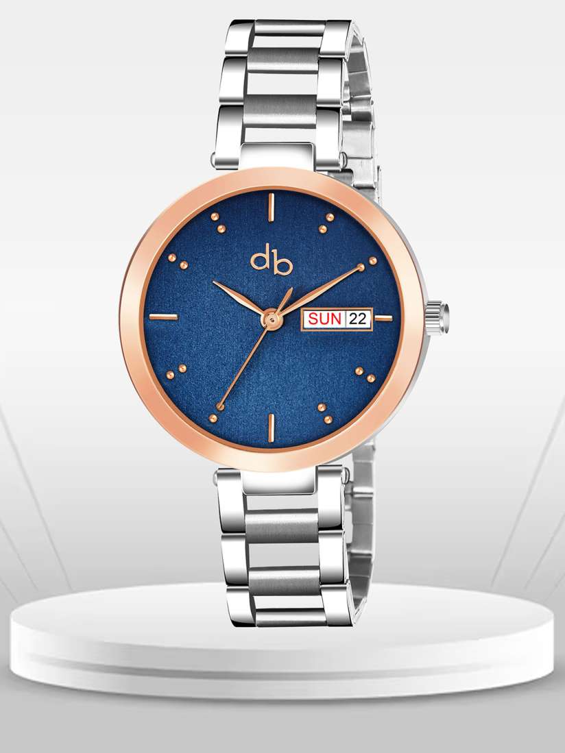 Buy DressBerry Women Brass Embellished Dial Stainless Steel Straps Analogue Watch DB 030 Blue Watches for Women 30935786 Myntra